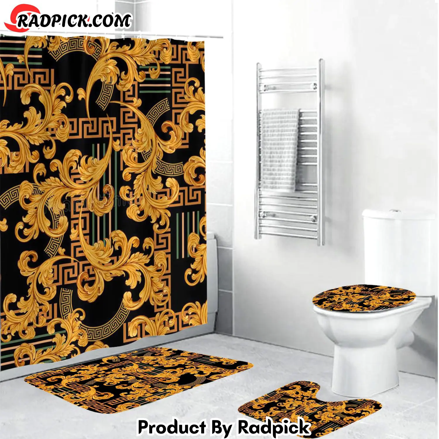 Gianni versace bathroom set hot luxury shower curtain bath rug mat home decor 174 bathroom accessory sets rp387878